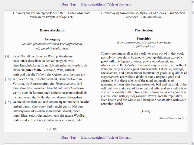 Screenshot of a plain HTML version of the dual-language emended second edition of 1786